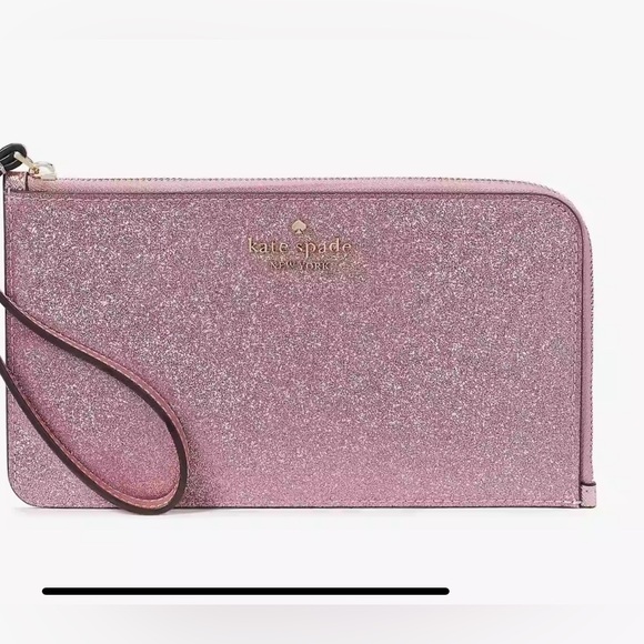 KATE SPADE LUCY GLITTER MEDIUM L-ZIP WRISTLET
